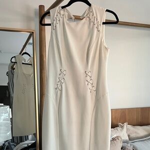 Chic Cream Backless Dress with Lace-Up Details